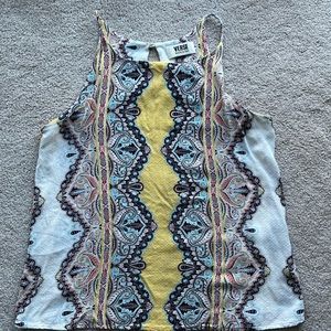 Stitch Fix Verse Yellow Paisley top blouse strap keyhole back Small
